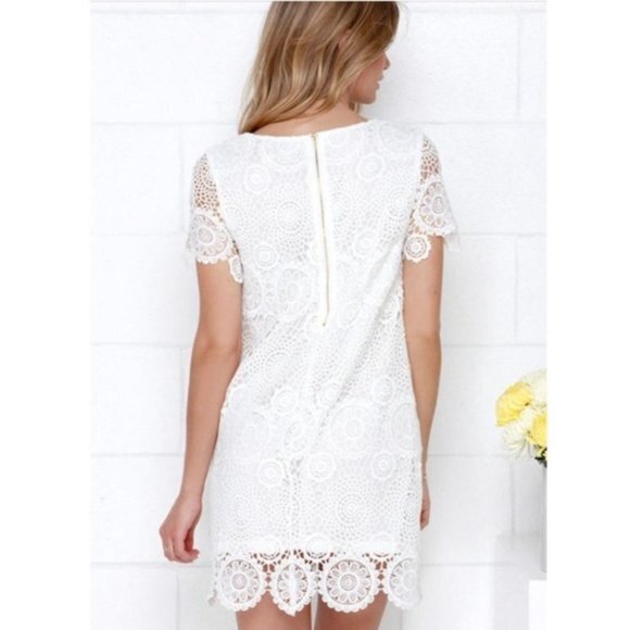 LULUS FEELIN' FINE IVORY LACE DRESS SHIFT SIZE S | D1 - Picture 2 of 7
